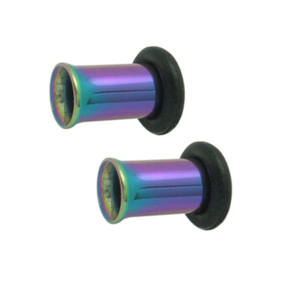 Titanium 4 Gauge Rainbow Single Flare Ear Tunnels - Pair