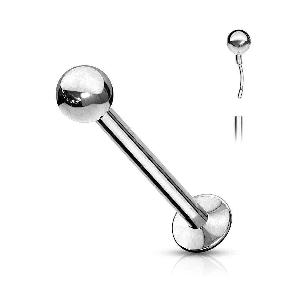 Surgical Steel 16 Gauge Labret Stud Flat Back with Ball Ends