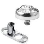 Surgical Steel 16G Bezel CZ Dermal Anchor Tops & Bases - 22 Pack