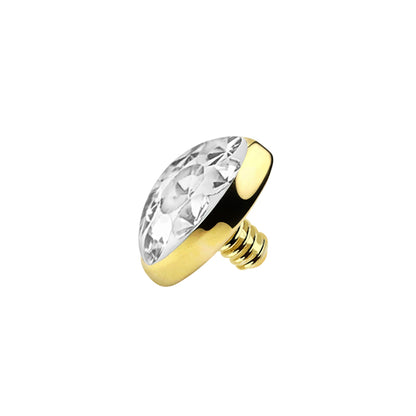 14 Karat Solid Gold 16 Gauge Gold with Paved CZ Dermal Anchor Tops