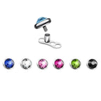 Surgical Steel 14G 4mm Bezel CZ Dermal Anchor Tops & Bases - 12 Pack