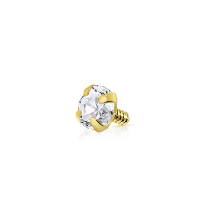 14 Karat Solid Gold 16 Gauge Gold CZ Dermal Anchor with Prong Top