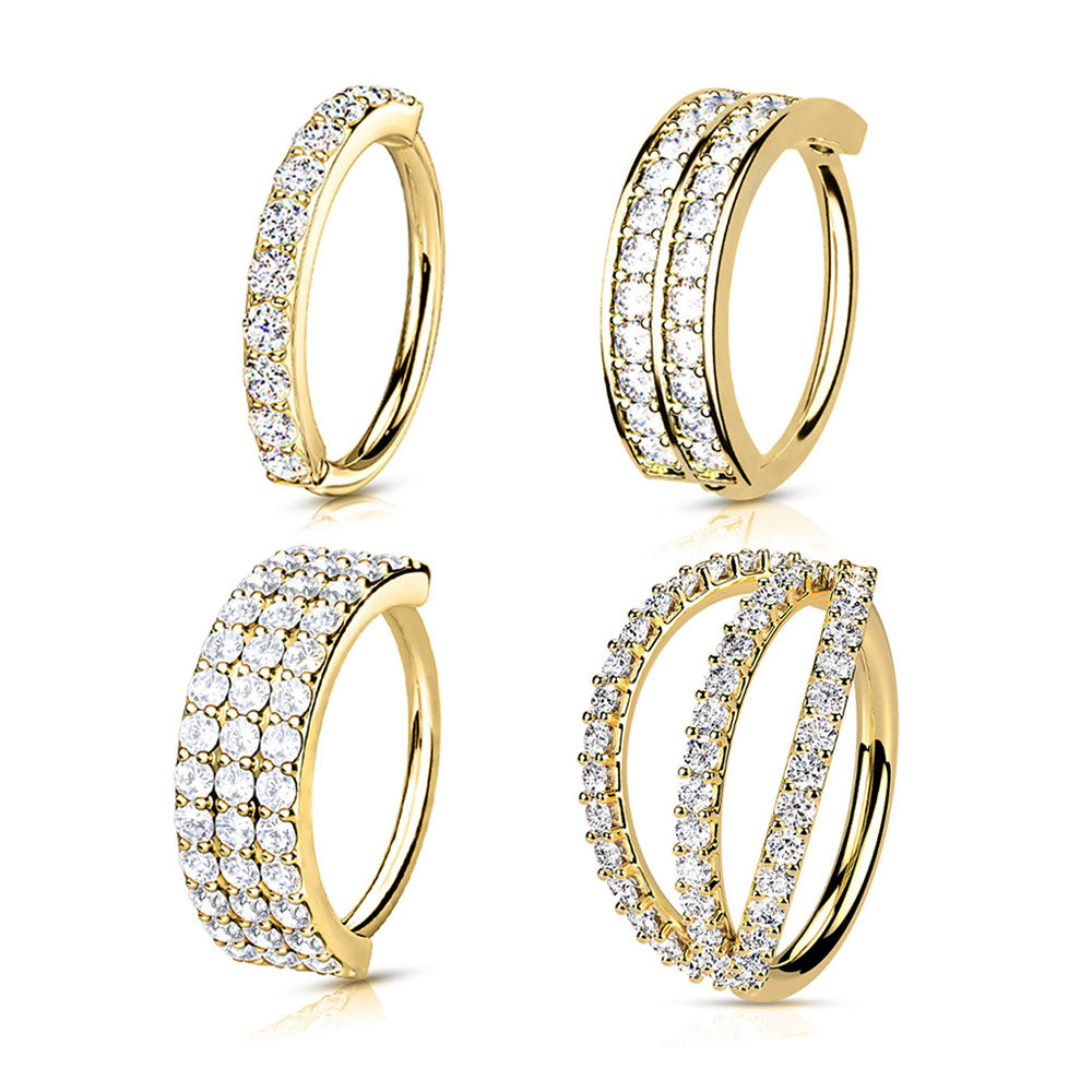 Surgical Steel 20 Gauge Paved CZ Bendable Hoop Nose Rings - 4 Pack