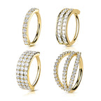 Surgical Steel 20 Gauge Paved CZ Bendable Hoop Nose Rings - 4 Pack