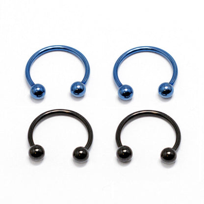 Surgical Steel 18 Gauge PVD Horseshoe Circular Barbell - 4 Pack