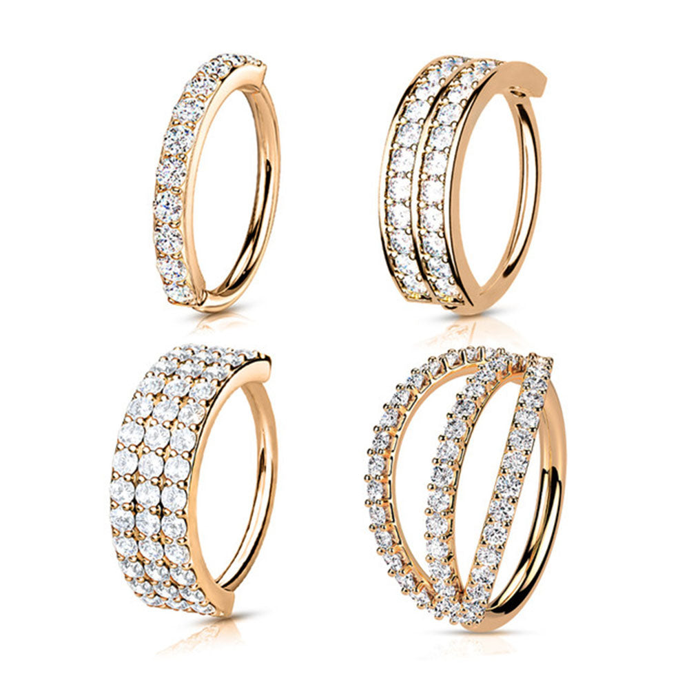 Surgical Steel 20 Gauge Paved CZ Bendable Hoop Nose Rings - 4 Pack