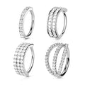 Surgical Steel 20 Gauge Paved CZ Bendable Hoop Nose Rings - 4 Pack