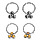 Surgical Steel 14 Gauge Triple Logo Ball Captive Bead Rings - 4 Pack