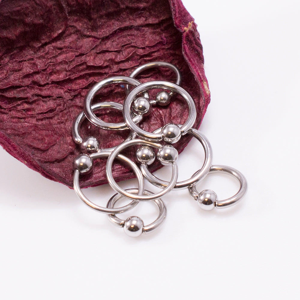 Surgical Steel 14 & 16 Gauge Captive Bead Rings - 10 Pack