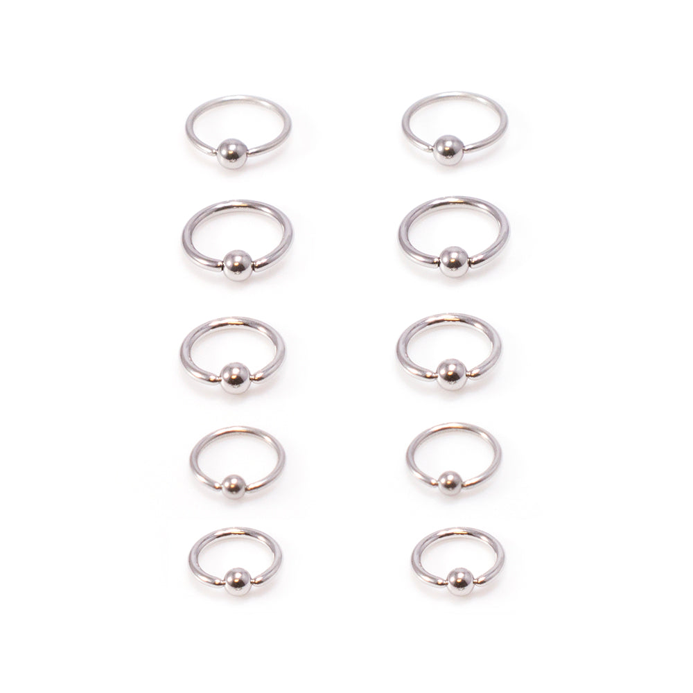 Surgical Steel 14 & 16 Gauge Captive Bead Rings - 10 Pack