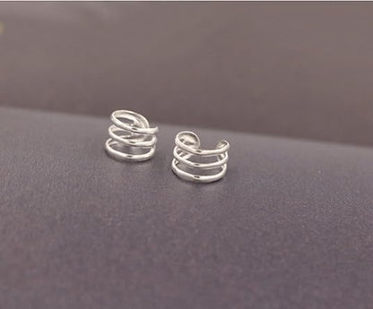 Silver Fake Clip On Non Piercing Triple Helix Ear Cartilage Cuff Ring