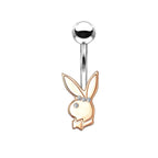 Surgical Steel Playboy Bunny Belly Button Ring with Clear Gems