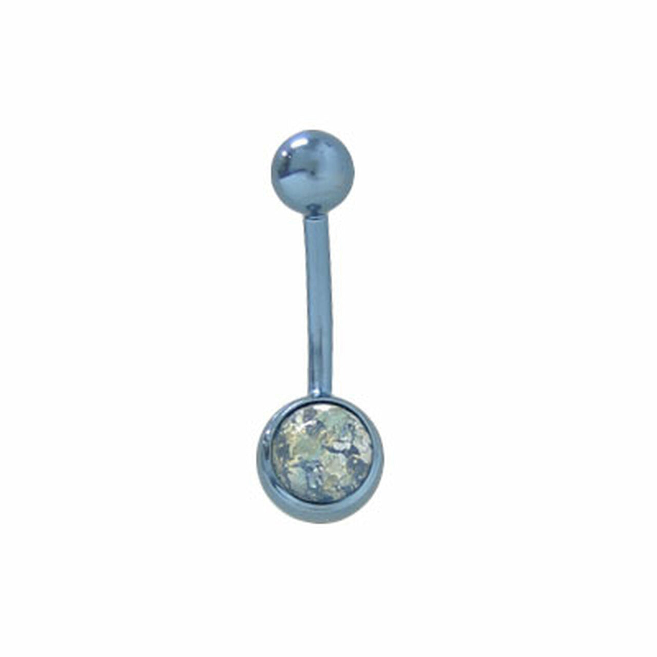 Titanium Anodized Belly Ring 14 Gauge With Lava Stone Gem
