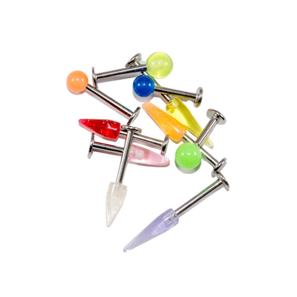 Surgical Steel Labret Monroe Cartilage Studs Mixed Gauges - 10 Pack