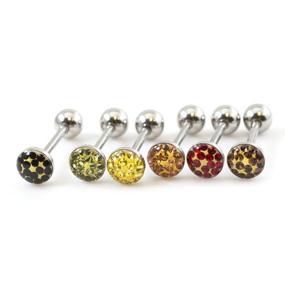 Surgical Steel 14 Gauge Tongue Barbell with Glitter Dome