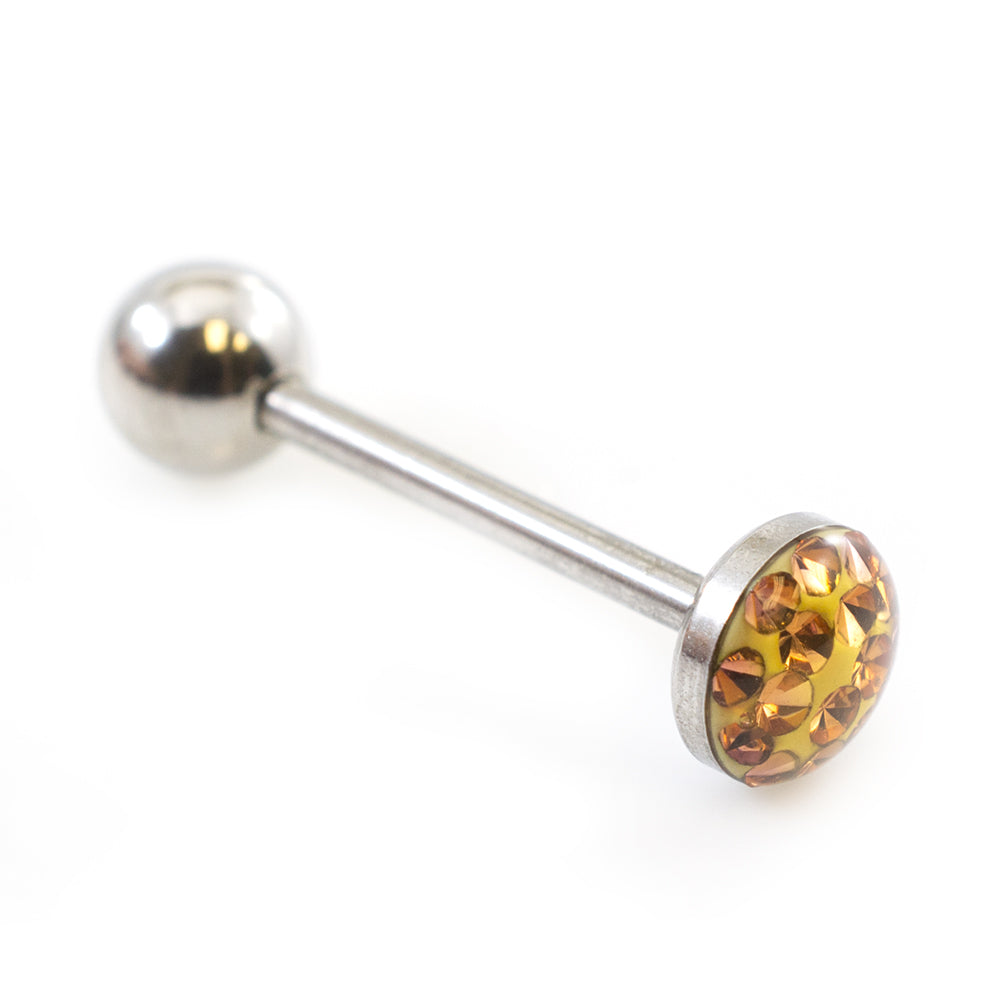 Surgical Steel 14 Gauge Tongue Barbell with Glitter Dome - photo 2