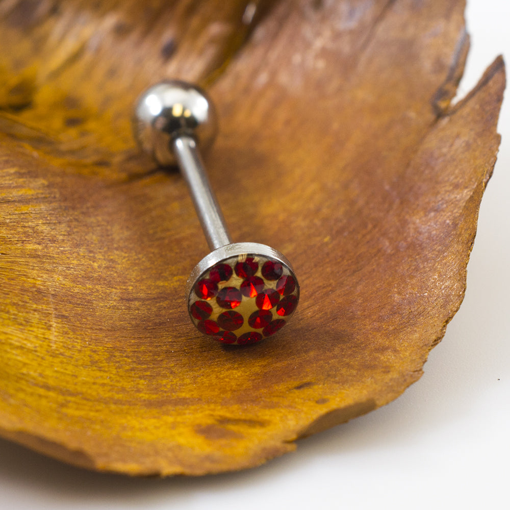 Surgical Steel 14 Gauge Tongue Barbell with Glitter Dome - photo 4