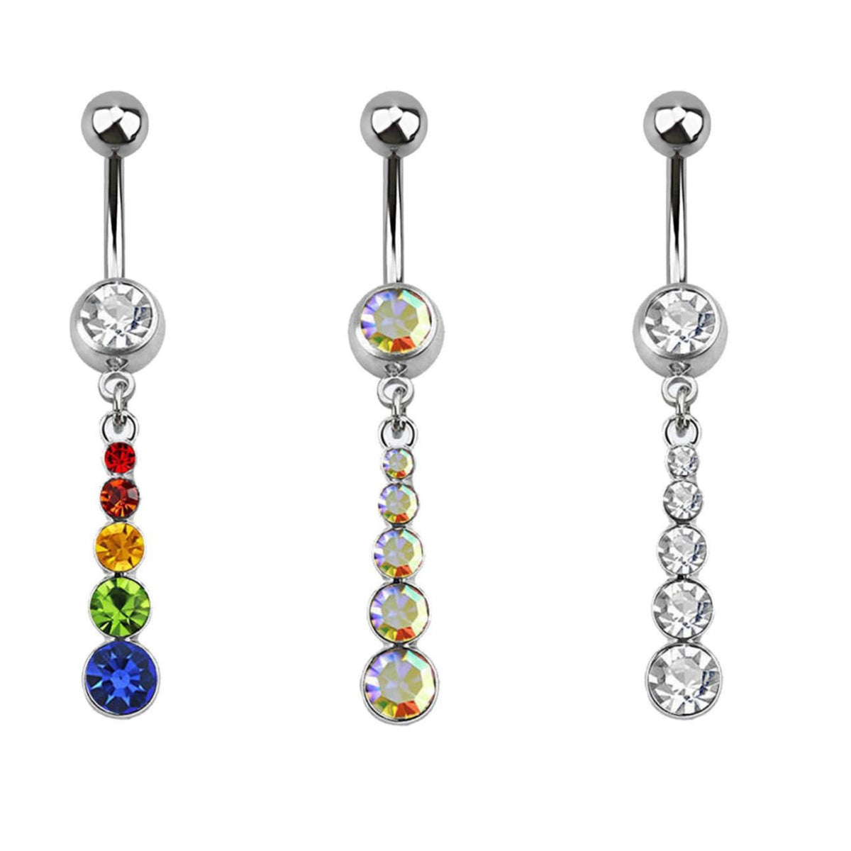 Surgical Steel 14 Gauge Belly Ring with Crystal CZ Dangle