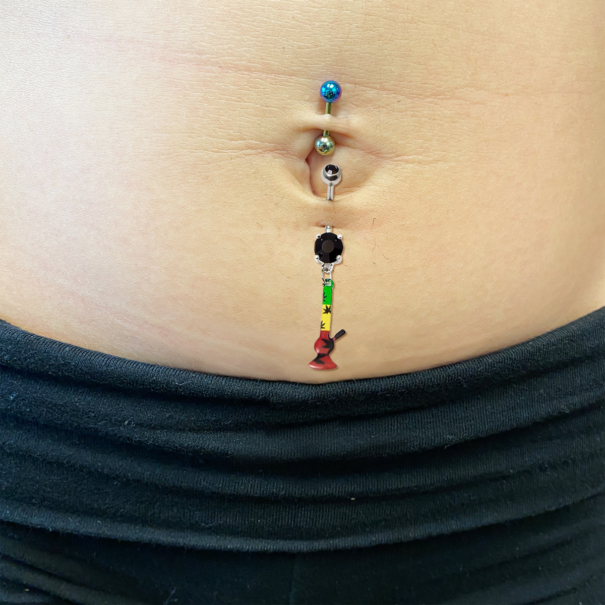 Surgical Steel 14 Gauge Belly Ring with Rasta Bong - photo 5