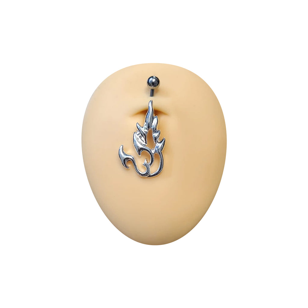 Surgical Steel 14 Gauge Tribal Fire Tattoo Non Dangle Belly Ring