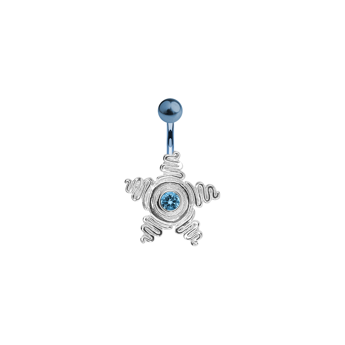 Titanium 14 Gauge Belly Ring with Large CZ Star Anodized - photo 5