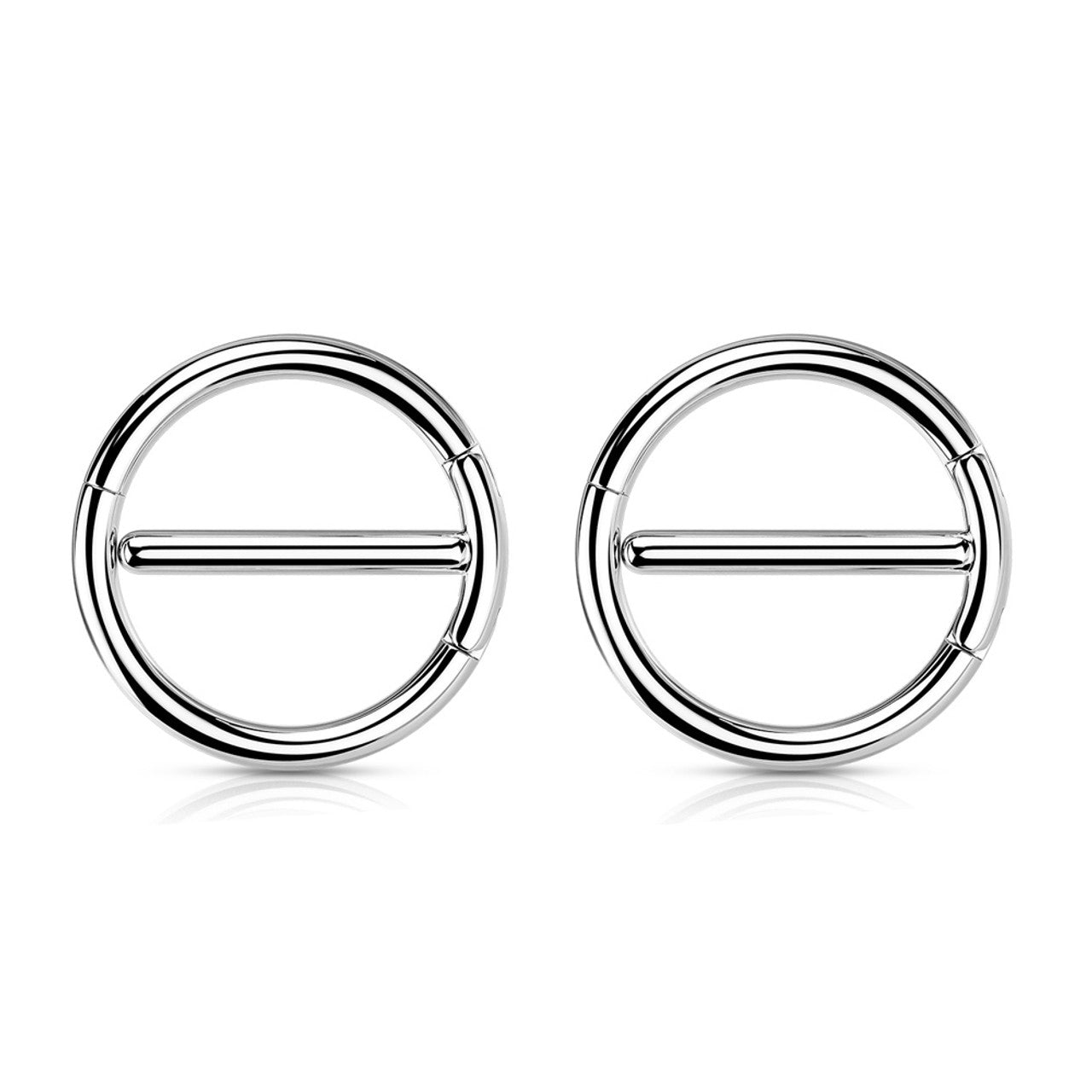 Surgical Steel Nipple Ring Hoop 14 Gauge with Dual Hinge - Pair