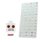 Surgical Steel CZ Heart Stud Earrings Tray Set - 72 Pairs