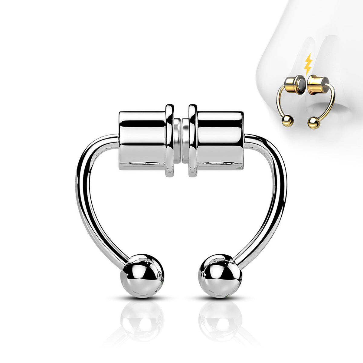 Magnetic Clip On Fake Non Septum Horseshoe Circular Barbell - Kruelty - Photo 8