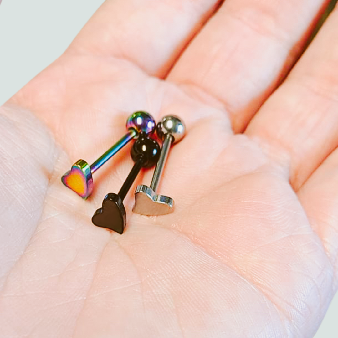 Surgical Steel 14 Gauge Tongue Barbell with Flat Heart - photo 5
