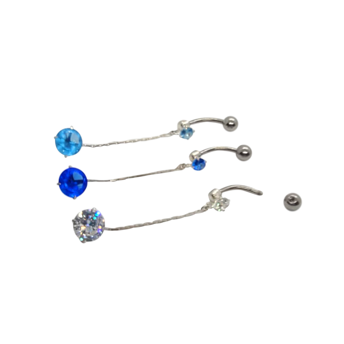 Surgical Steel 14 Gauge Belly Ring with Prong CZ Chain Dangle - photo 6