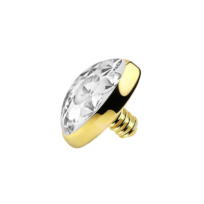 14 Karat Solid Gold 16 Gauge Gold with Paved CZ Dermal Anchor Tops