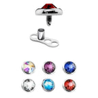 Surgical Steel 14G 5mm Bezel CZ Dermal Anchor Tops & Bases - 12 Pack