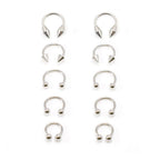 Surgical Steel 14 Gauge Horseshoe with Spike & Ball Ends - 10 Pack