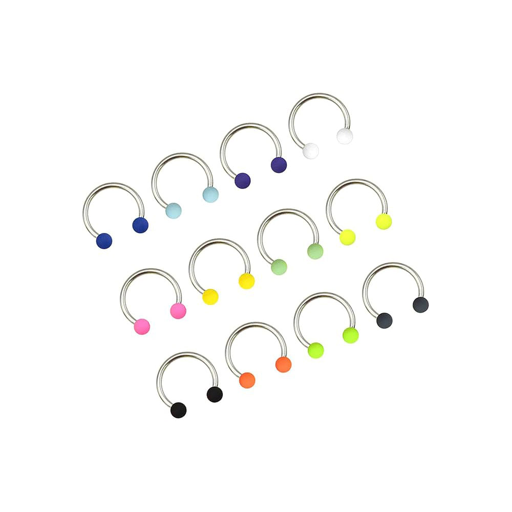 Surgical Steel Horseshoe Circular Barbell 16 Gauge Matte End - 12 Pack