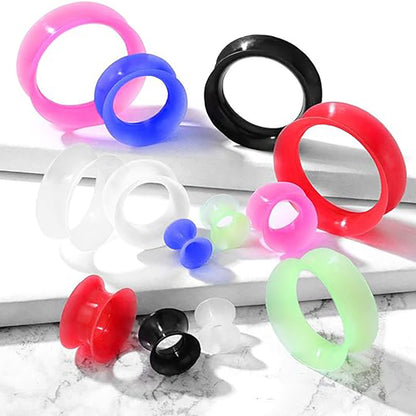 Double Flare Thin Silicone Plug Ear Tunnel 2 to 9/16" Gauge - Pair