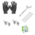 Titanium CZ Ear Piercing Kit with Needles & Clamps - 2 Pairs