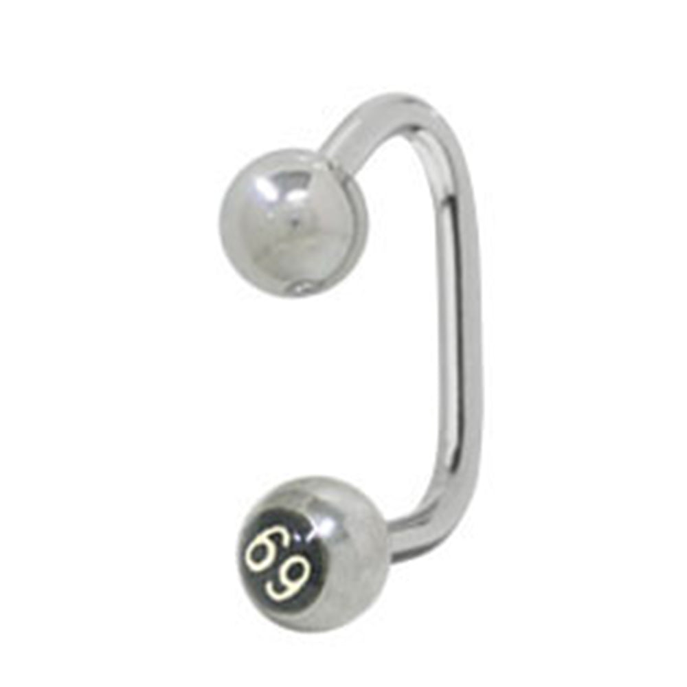 Surgical Steel Lippy Loop Labret 14G 10mm with 69 Logo