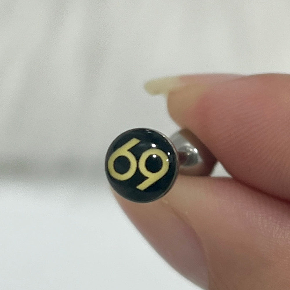 Surgical Steel 14 Gauge 5/8 Inch Tongue Barbell with 69 Logo - photo 3