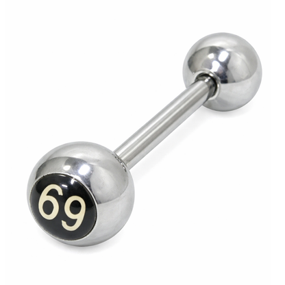 Surgical Steel 14 Gauge Tongue Barbell with 69 Logo