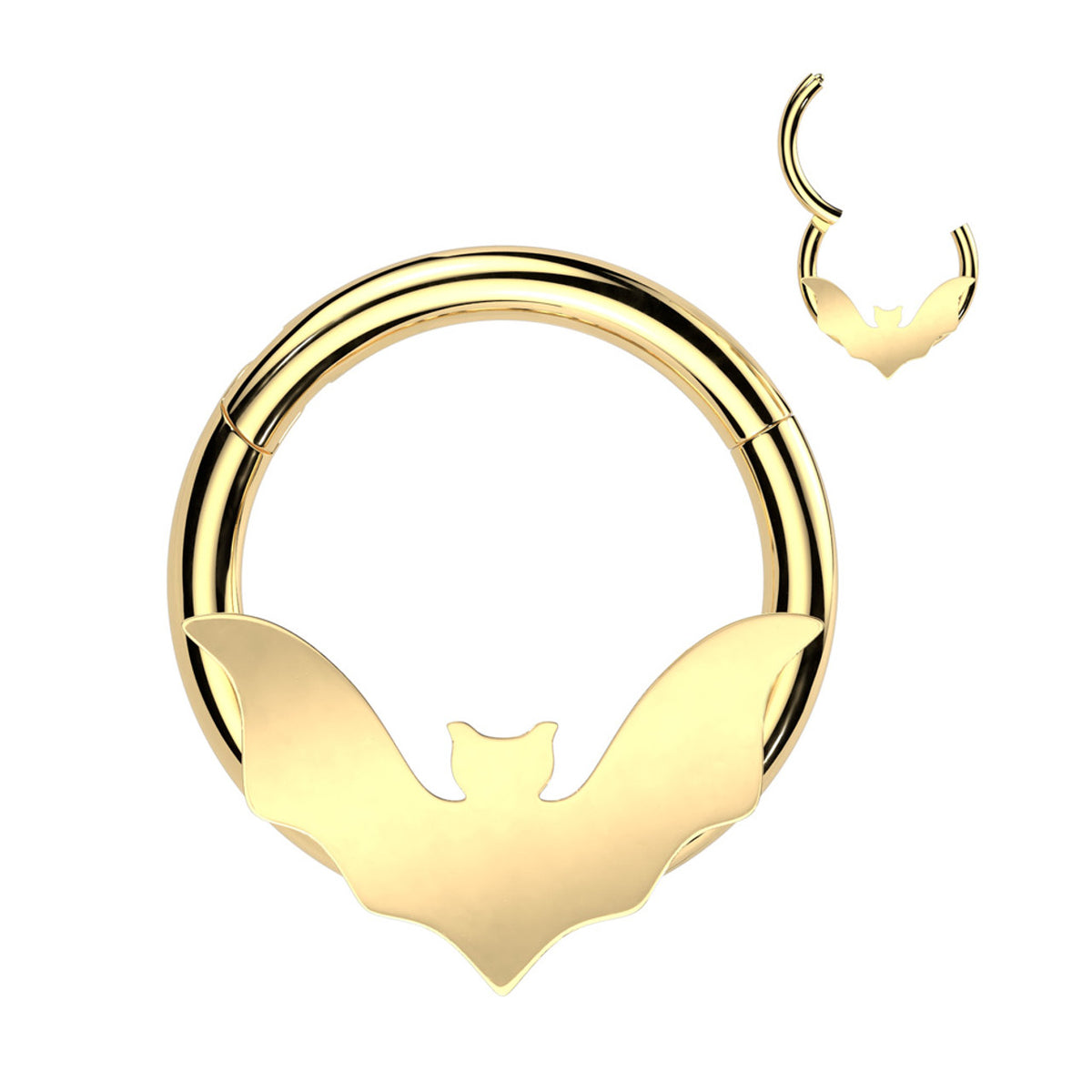 Surgical Steel Hinged Segment Ring 16 Gauge with Bat Wings - Kruelty - Photo 2