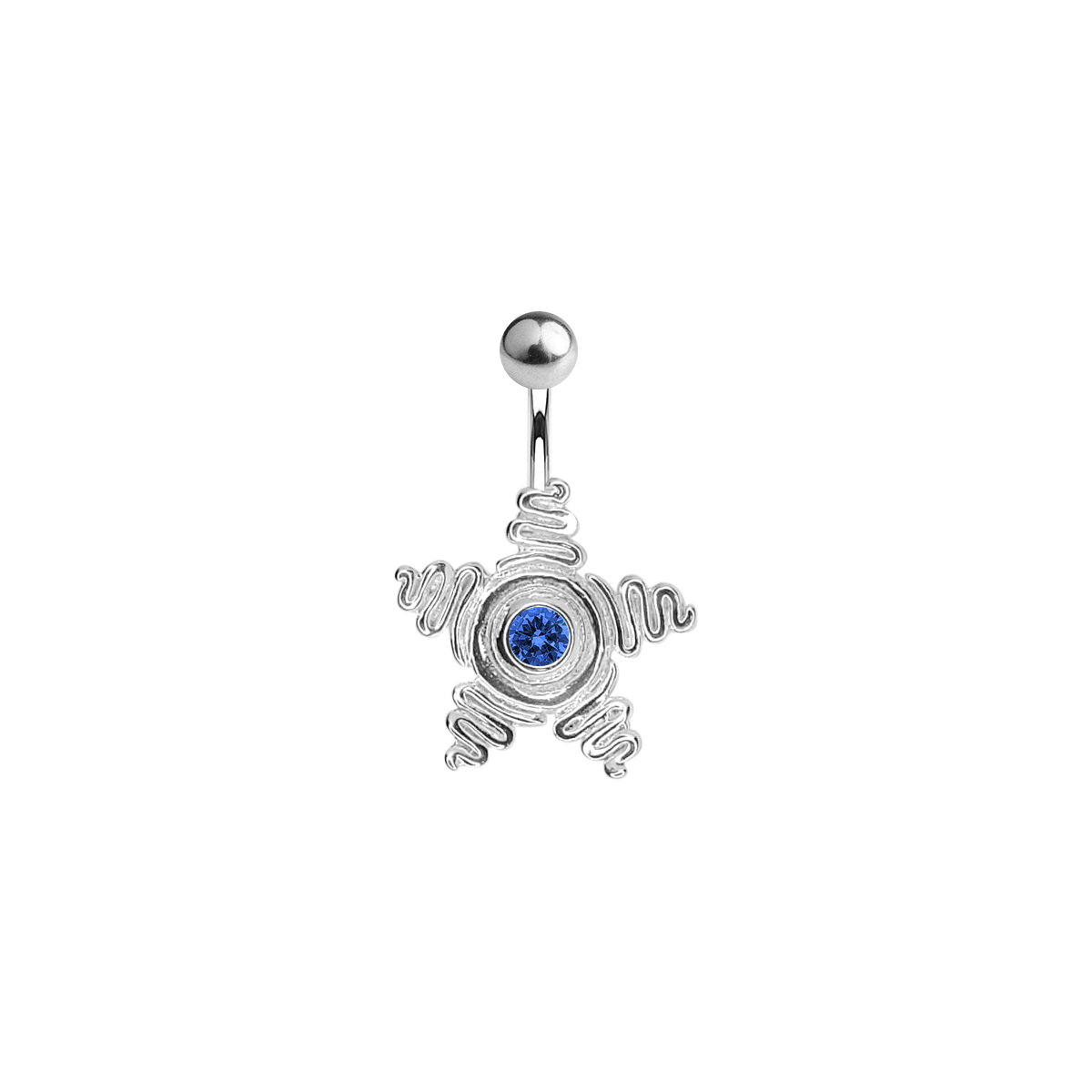 Titanium 14 Gauge Belly Ring with Large CZ Star Anodized - photo 6