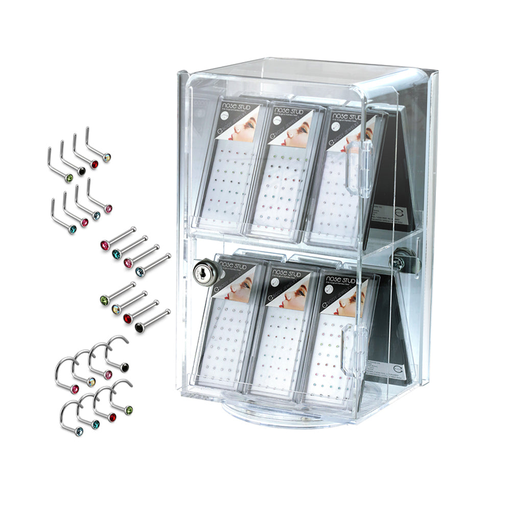 Surgical Steel Nose Screws & Bones Display Set - 480 Pack