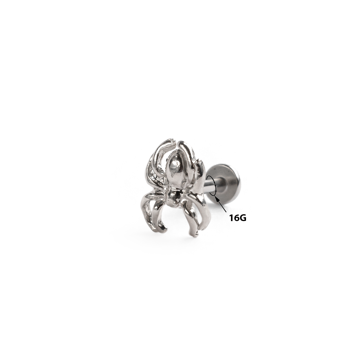 Surgical Steel 16 Gauge Flat Back Labret Stud with Spider Design - photo 3