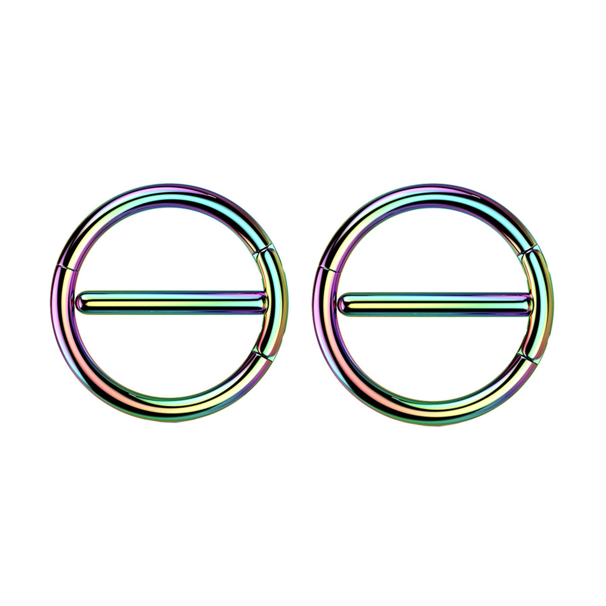 Surgical Steel Nipple Ring Hoop 14 Gauge with Dual Hinge - Pair - Kruelty - Photo 6