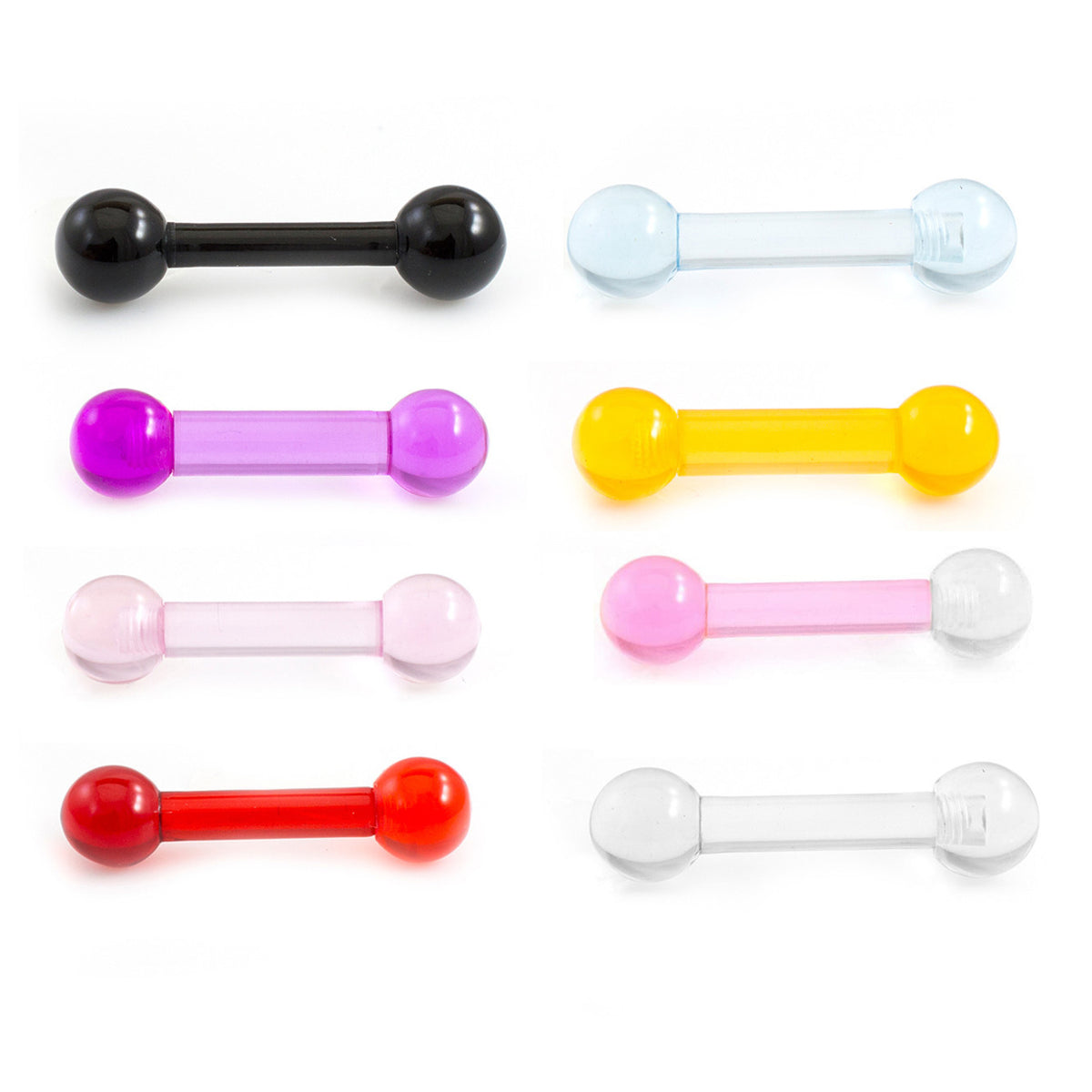 Acrylic Straight Barbell 6 Gauge 15mm - 8 Colors