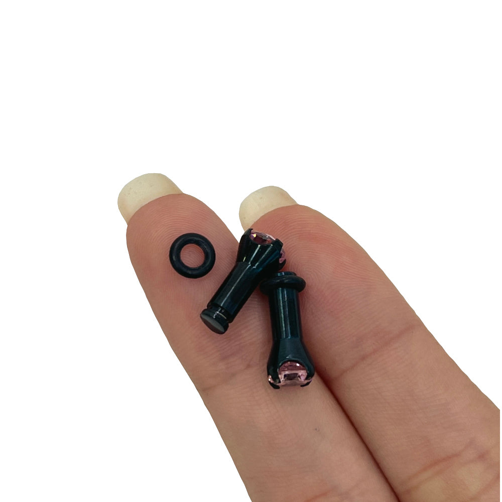 Surgical Steel Single Flare Ear Plugs with PVD Black CZ - Pair - photo 7