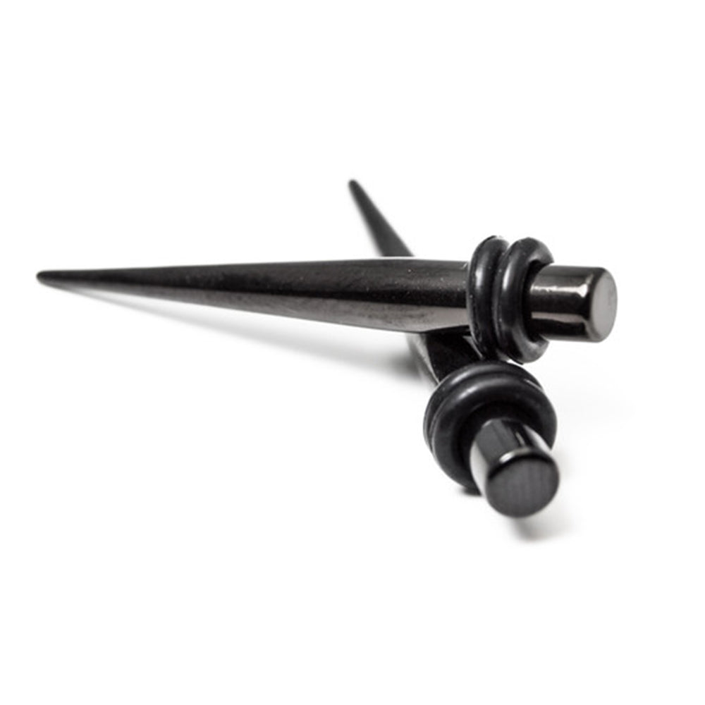 Surgical Steel PVD Black Ear Tapers 6 Gauge - Pair