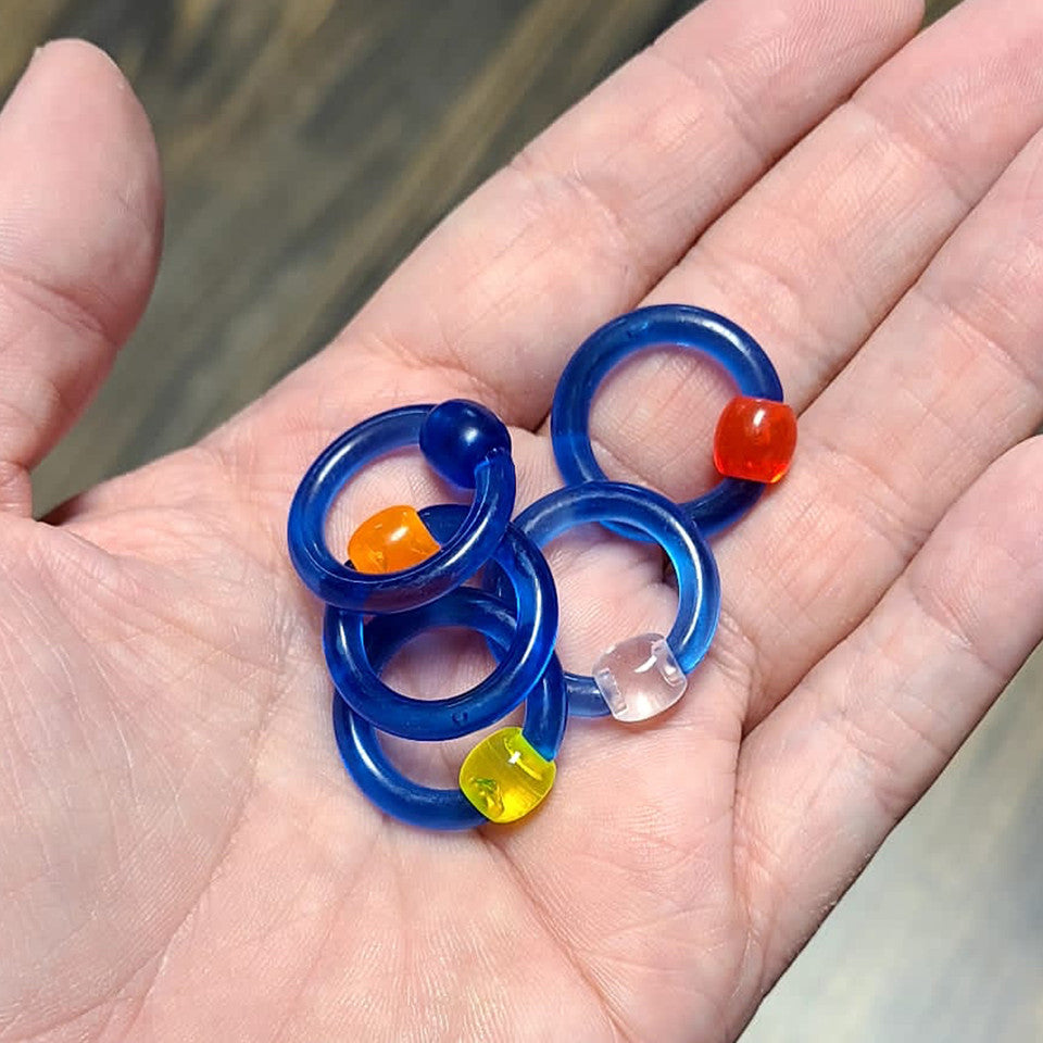 Acrylic 6 Gauge UV Captive Bead Rings - 10 Pack