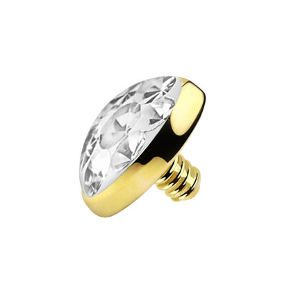 14 Karat Solid Gold 16 Gauge Gold with Paved CZ Dermal Anchor Tops