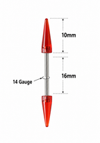 Surgical Steel & Acrylic 14G Straight Barbells Spike Ends - 6 Pack
